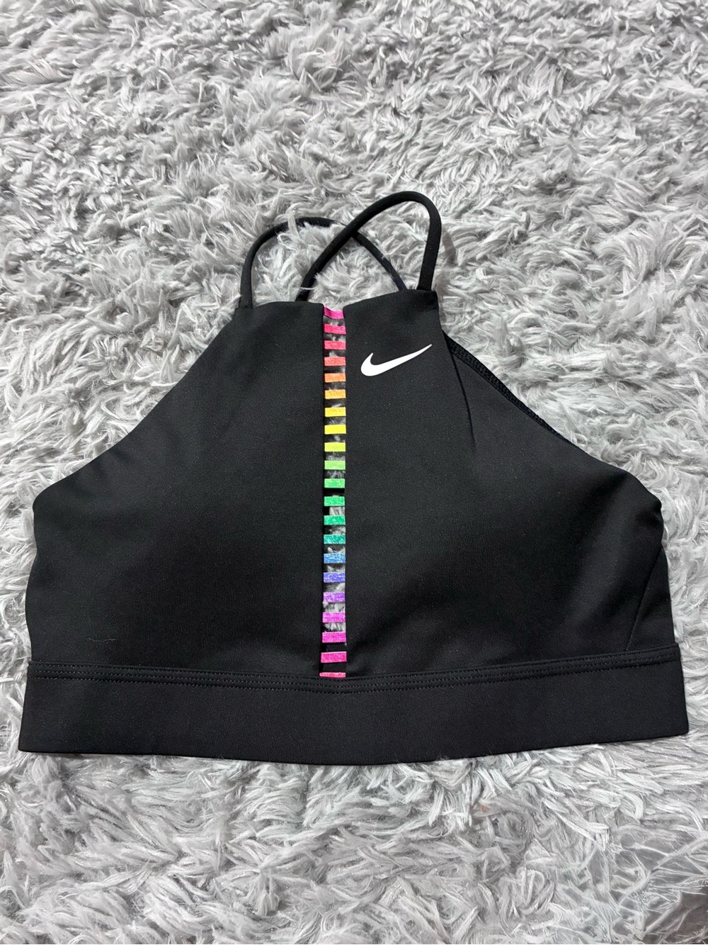 NEW Nike Dry Fit Indie ladder rainbow sports bra padded tank tops S - Picture 1 of 4